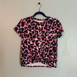 Tek Gear Girls Pink and Black Floral T-Shirt